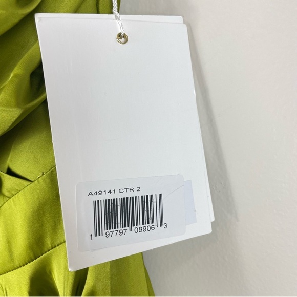 Mac Duggal Long Sleeve One Shoulder Satin High Low A-line Gown Womens 2 Green - Picture 11 of 14